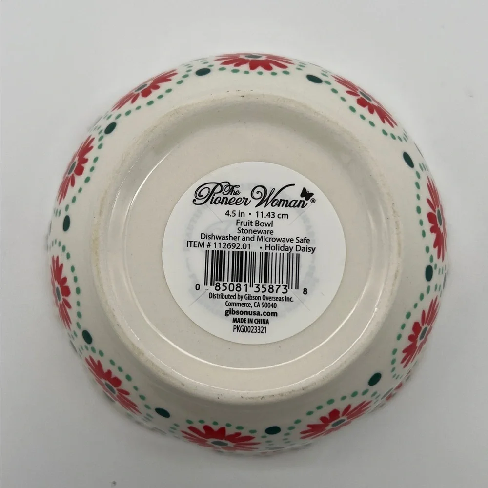 NWT The Pioneer Woman “JOY” Small Fruit Bowl / Serving Bowl “Holiday Daisy”